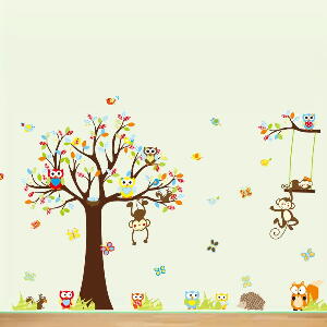 Set autocolante Ambiance Cute Monkeys Playing On Trees