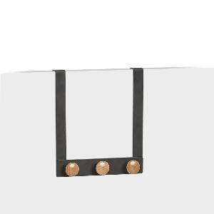 Cuier pentru usa, din metal si lemn, Scandi Negru, l24,5xA5xH25 cm