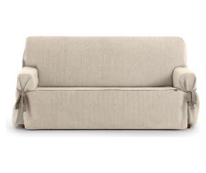 Husa ajustabila pentru canapea cu 3 locuri Chenille Ties Cream 180x45x50 cm - Eysa, Crem