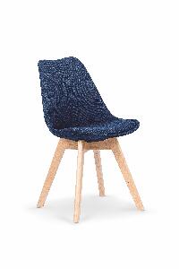 Scaun tapitat cu stofa, cu picioare din lemn K303 Dark Blue, l48xA54xH83 cm