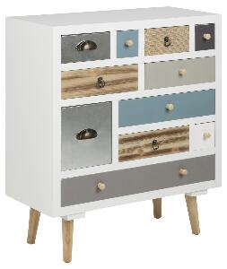 Cabinet din lemn si MDF, cu 11 sertare Thais Multicolor, l70xA32xH81 cm