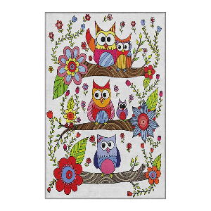 Covor antiderapant pentru copii Homefesto Owls, 100 x 200 cm