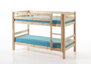 Pat etajat din lemn de pin pentru copii Pino Small Natural, 200 x 90 cm