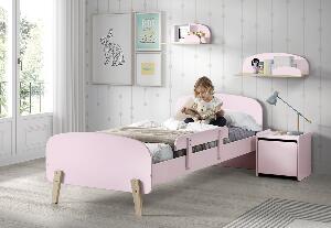 Set Mobila dormitor din lemn de pin si MDF, pentru copii 5 piese Kiddy Roz, 200 x 90 cm