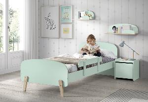 Set Mobila dormitor din lemn de pin si MDF, pentru copii 5 piese Kiddy Verde Mint, 200 x 90 cm