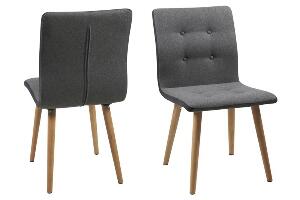 Set 2 scaune tapitate cu stofa, cu picioare din lemn Frida Dark Grey, l43xA55xH88 cm