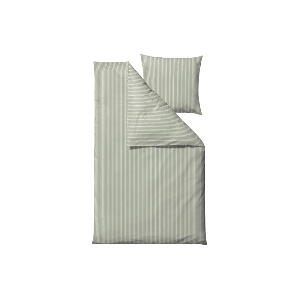 Lenjerie de pat din bumbac ranforce pentru pat single Södahl Stripes, 140 x 220 cm, verde deschis