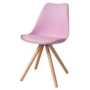 Scaun pentru copii Bergevin, lemn/plastic, roz, 83 x 49 x 17,5 cm