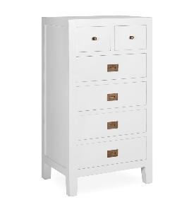 Cabinet din lemn cu 6 sertare, Everest Alb, l60xA45xH110 cm