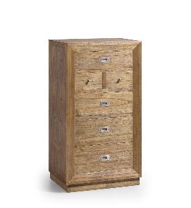 Cabinet din lemn cu 6 sertare, Merapi Natural, l60xA45xH110 cm