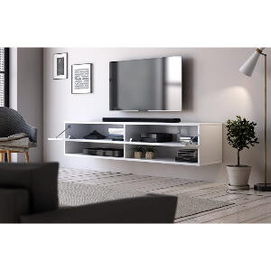Comoda TV Wescott, 30x140 x31 cm, alb mat / alb negru