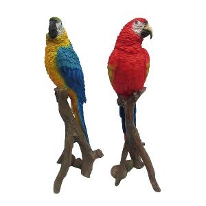 Decoratiune de gradina, din polirasina, Macaw Multicolor, Modele Asortate, L10,7xl8,3xH30,4 cm