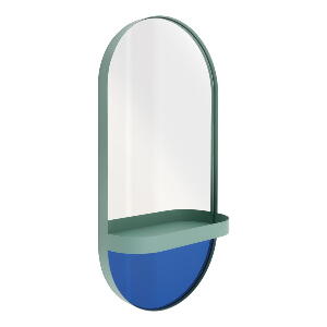 Oglindă de perete cu raft Remember Taupe, albastru