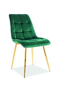 Scaun tapitat cu stofa, cu picioare metalice Chic Velvet Verde Inchis / Auriu, l50xA58xH88 cm