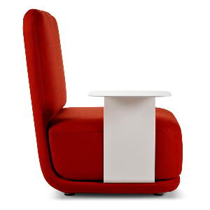 Fotoliu cu măsuță metalică albă Softline Standby High + Side Table, roșu