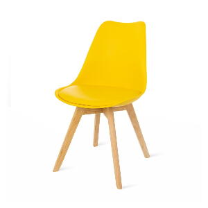 Set 2 scaune cu picioare din lemn de fag loomi.design Retro, galben