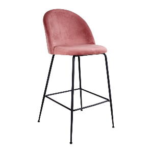 Set 2 scaune bar tapițate House Nordic Lausanne, roz-negru
