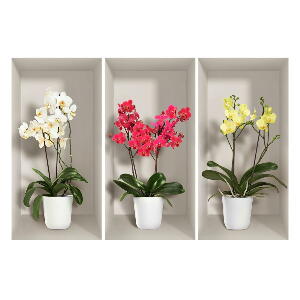 Set 3 autocolante 3D pentru perete Ambiance Orchids