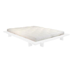 Pat dublu din lemn de pin cu saltea Karup Design Japan Comfort Mat White/Natural, 160 x 200 cm