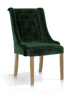 Scaun tapitat cu stofa, cu picioare din lemn Prince Velvet Verde / Stejar, l55xA70xH105 cm
