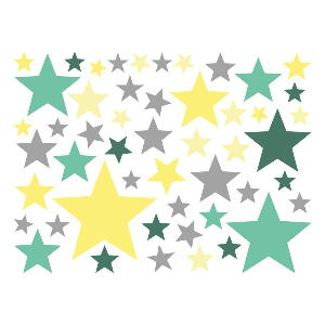 Set 50 autocolante Ambiance Stars Green and Yellow