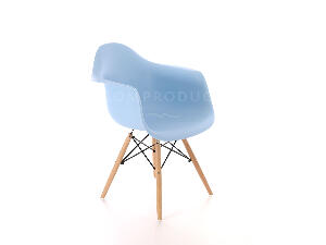 Scaun din plastic cu picioare din lemn Tingo Blue, l62xA46xH83 cm